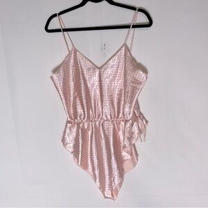 Vintage Sears Impromptu Pink Black Polkadot One Piece Teddy Lingerie M